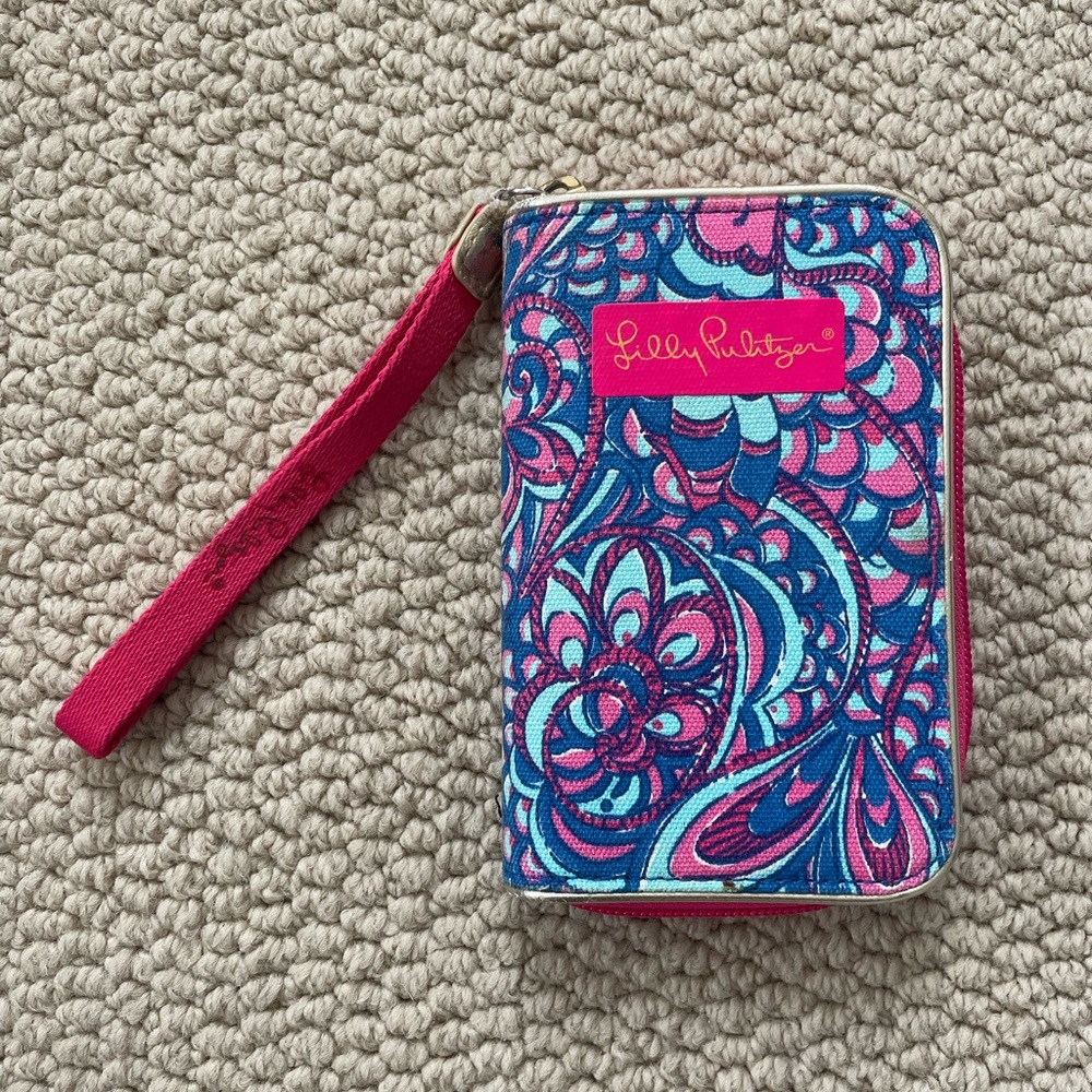 Lilly Pulitzer Pink Multicolored Patterned Wristlet Wallet & Phone Holder